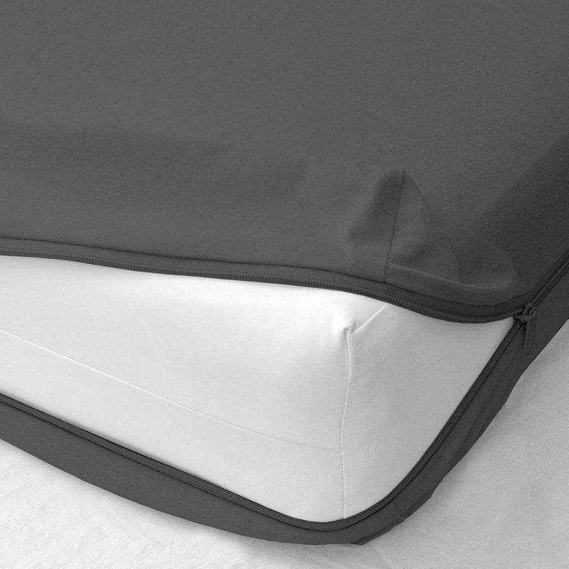 SKY BEDDINGS ملاءة مزودة بسحاب مقاس مزدوج ملاءة بسحاب مقاس 8 بوصة جيب عميق بجودة الفندق ملاءة سفلية من الألياف الدقيقة المصقولة ناعمة خالية من التجاعيد غطاء مرتبة بسحاب 1 ملاءة جاهزة فقط - رمادي داكن - Image 1